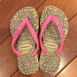 Havaianas Leopard Footbed Flip Flops with Pink Straps